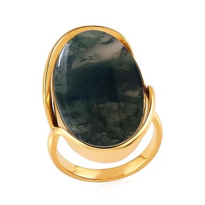 Hot Sale Handcrafted Oval <b>Moss</b> <b>Agate</b> <b>Ring</b> in Sterling Silver Nature-Inspired Gemstone Jewellery for Grounding at Good Price - Product Image 1