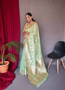 Dola Silk Saree Collection คุณภาพสูงดีไซน์แบบคลุมทั้งหมดของ Pichwai Kalamkari สำหรับเจ้าสาวในงานแต่งงาน - Product Image 6