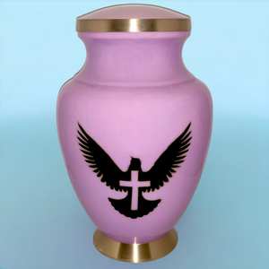 Urnas funerarias de cremación Diseño encantador de la Cruz del águila voladora Tamaño grande 26 cms de alto Urna púrpura clara - Product Image 6