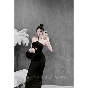 Prêt à Expédier Robe Midi Taille Froncée Soirée Refroidissement Spandex Collections Formelles pour Carrière pour Bureau et Fêtes - Product Image 4