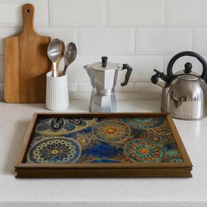 Bandeja de Servicio de Diseño con Recubrimiento de Esmalte de Madera MDF, Bandeja de Mesa de Alta Calidad para Hoteles y Restaurantes - Product Image 5