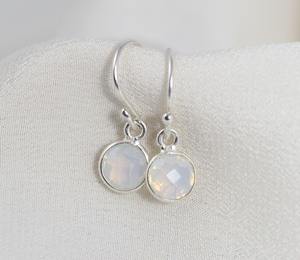 Opalite Drop <b>Earrings</b> Handmade Round Iridescent Stone Design with Ear Wires Elegant Gemstone Jewelry for Women - Product Image 4