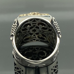 <b>Men</b> Handmade <b>Silver</b> <b>Ring</b> Natural Tiger Eye Gemstone <b>Ring</b> Embroidered <b>Ring</b> - Product Image 5
