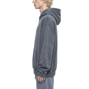 Sweat à capuche oversize en molleton délavé à l'acide avec broderie 3D et fermeture éclair - Product Image 4