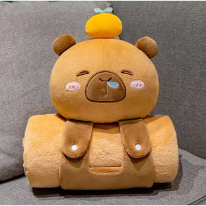 Coperta Super Morbida in Peluche a Forma di Capibara con Sciarpa Arancione per Bambini, con Disegni di Dinosauro, Coniglio e Principessa, Imbottitura in Cotone PP - Product Image 1