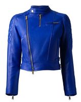 Nouvelle conception de veste en cuir véritable pour femmes, style motard, courte, avec rayures, rembourrée en coton, fabricant en gros OEM
