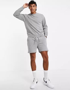 กางเกงขาสั้นผู้ชายเอวกลางเอวยางยืดสีเทาแบบกำหนดเองกางเกงกีฬาผ้าฝ้ายรุ่นเฮฟวีเวตสำหรับใส่เล่นกีฬาฤดูหนาว - Product Image 1