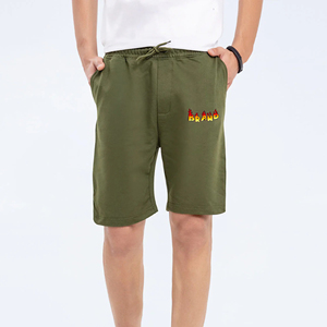 Ropa informal de verano, pantalones cortos de algodón para hombre, ropa activa en blanco, ropa de calle de secado rápido, pantalones cortos para hombre de color verde sólido - Product Image 1