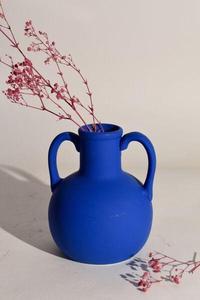 Vase en terre cuite marron de 10 pouces fait à la main poterie de conception Art déco rustique pour la ferme et la décoration intérieure vintage - Product Image 6