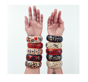 Inde artisanat bois imprimé bracelet et bracelet direct pour taille personnalisée pas cher prix pièce de conception simple - Product Image 4