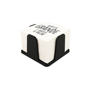 Porte-serviettes noir 20x20cm en polystyrène PS avec impression de phrases, 12 pièces, B2B - Product Image 1