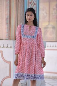 Robe indienne à imprimé floral en coton avec bloc à la main, tenue de fête d'été pour femmes, style boho, robe cadeau de mariée personnalisée en solde - Product Image 2