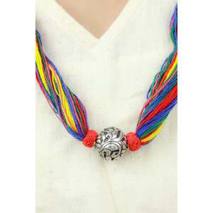 Collar de Plata 925 con Bolas Multicolor Noor Chitai, Cadena de Eslabones Chapada en Oro Doori, Estilo Bohemio, con Diamante como Piedra Principal, Joyería de Latón - Product Image 3