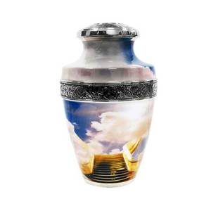 Urna de flores hecha a mano de diseño personalizado, urna funeraria para cremación de urna de aluminio blanco humano, diseño personalizado con calidad de exportación - Product Image 6