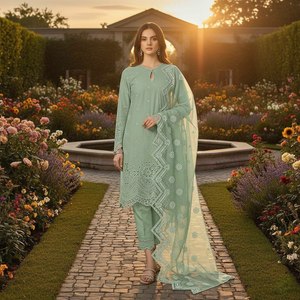 Oferta Especial para el Mes de Eid: Último Diseño en Salwar Kameez Tradicional de Tela Pura y Ligera / Traje Salwar Kameez de Moda al por Mayor - Product Image 4