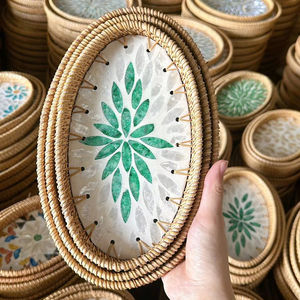 Plateau rond en rotin tissé à la main panier naturel pour le stockage des aliments servant des boissons artisanat traditionnel du Vietnam - Product Image 2