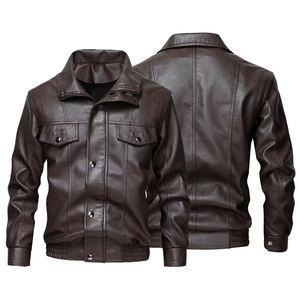 Chaqueta de Cuero de la Mejor Calidad para Adultos, Color Marrón Oscuro, Cierre de Cremallera con Botones, Chaqueta de Cuero de Invierno para Usar en la Calle - Product Image 4