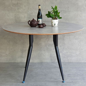 BA68168 120cm Round Dining <b>Table</b> Set Stable and Assembled <b>Wooden</b> Plywood <b>Top</b> with Tapered Iron Legs & Resin Marble Accents - Product Image 4