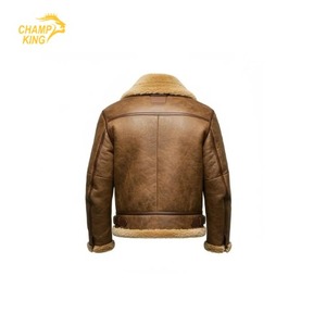 Veste en cuir pour homme en cuir de vache véritable doublure en satin col en fausse fourrure superposé veste 2025 - Product Image 5