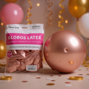 Ballons en latex Party Love 30 cm Rose Gold Métallique 50 pièces Sac Décoratif - Product Image 3