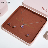 Boîtes d'emballage de bijoux de luxe WEIMEI, boîtes personnalisées en cuir PU pour bagues, avec couvercle et base