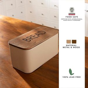 Hot Selling Custom Logo Bread Box Metal and Wood Storage for Freshly Baked Bread for Kitchen Home Use PC <b>Plastic</b> - Product Image 4