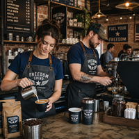 Tablier de barista personnalisé AT PACK avec logo, uniforme de café, tablier de travail pour le personnel de café, restaurant, cuisine, personnalisation de la marque