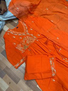 Lourd brodé Anarkali robe cou manches longues évasé longue Dupatta indien ethnique mariage Festivals fête porter Salwar costume - Product Image 5