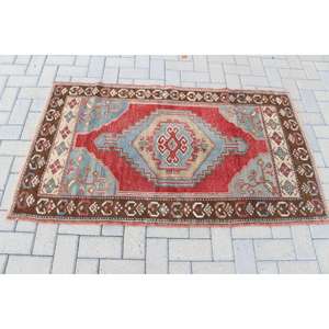 Alfombra Turca Vintage, Alfombra de 3x5.2 pies, Alfombra con Detalles en Rojo - Product Image 3