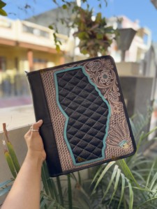 Fourrure de peau de vache usinée à la main fermeture à glissière portefeuille d'affaires classeur multifonction traditionnel Vintage Document dossier avec porte-carte - Product Image 5