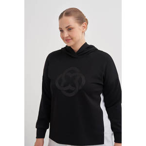 Blusa informal larga de punto para mujer con estampado a cuadros, bordado y encaje, corte holgado - Product Image 2