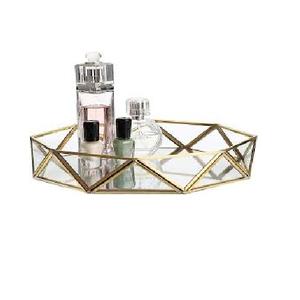 Servir et cadeaux de mariage exportateur fournir des regards luxueux plateau de miroir décoratif rond en métal doré pour la décoration - Product Image 2