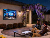 Téléviseur extérieur 55 pouces 1000 Nits, lisible au soleil, écran LCD numérique, affichage intelligent 4K UHD, étanche IP65, assistant vocal, télécommande