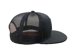 Black Hip Hop Trucker Hat Flat Brim Custom Rubber <b>Patch</b> Logo Mesh <b>Back</b> Snapback Cap Factory-Made Vietnam for Outdoor Fishing - Product Image 5