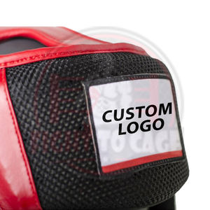 Protège-tête de boxe en cuir PU fait main de haute qualité, couleur contrastée noir et jaune, logo personnalisé, protège-bouche confortable à grande ouverture - Product Image 5