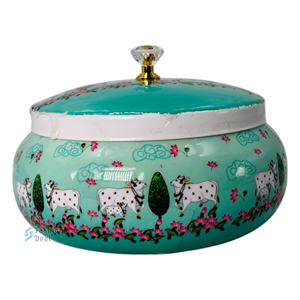 Pichwai Design Printed Metal 6 Inch Dry Fruit Pot/Jar Box Lid Kitchen Food Storage Container for Every Occasion Return Gift - Product Image 2