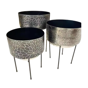 Juego de 3 macetas creativas de Metal martillado, macetas decorativas para el hogar, jardín, balcón, diseño estándar para uso en interiores y exteriores - Product Image 5