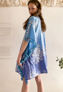 Treding Collection Summer Women Collection Casual Mini Length <b>Three</b> Quarter Sleeves V-Neck Printed Short Kaftan With Lace - Product Image 6