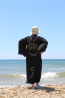 Caftan turc 100% coton teinture naturelle longue robe de chambre noire pour la maison, l'hôtel, le spa, la plage, imprimé pierre, grande taille, idéal pour les voyages