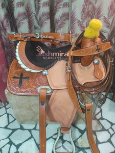 Selle en cuir usiné croisé personnalisé de haute qualité selle de cheval de course de baril occidental vente chaude pour l'équitation - Product Image 3