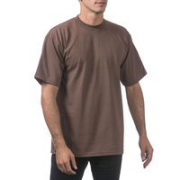 T-shirts à manches courtes pour hommes Pro Club, en coton/fibre de bambou, col rond, coupe ample, 250 GSM, séchage rapide, respirant