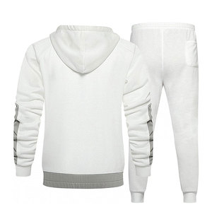 Survêtement en molleton de coton avec logo personnalisé noir blanc gris vêtements de sport unisexe course à pied entraînement jogging marque distributeur OEM bas prix - Product Image 2