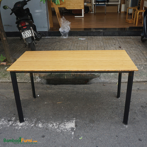 BFOB005-โต๊ะไม้ไผ่ทรงวงรีดีไซน์เรียบง่าย 140x70 ซม. พร้อมขาเหล็กประกอบสำเร็จ - Product Image 5