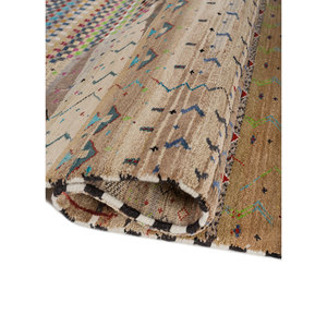 พรมไหมพรมผสมไหมไผ่ถักมือสีเบจ-น้ำตาลลายเรขาคณิตสไตล์คลาสสิกสำหรับตกแต่งห้องนั่งเล่นในบ้าน -Les-8366 - Product Image 2