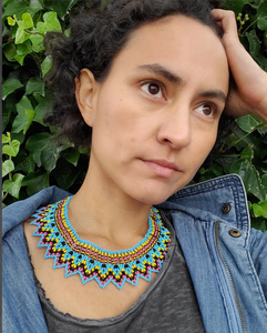 Beaded <b>Necklace</b>, Choker, <b>Statement</b> <b>Necklace</b> Fringe Beaded Bandana - Product Image 2