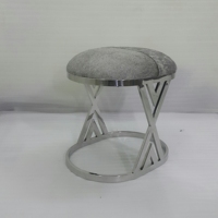Tabouret Cross X moderne en acier inoxydable, ottoman avec revêtement en cuir, assise confortable pour la maison, le bureau, la chambre à coucher, le salon