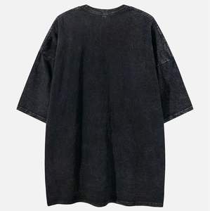 Streetwear T-shirt décontracté 100% coton solide motif avant Logo coupe ample tissu tricoté - Product Image 6