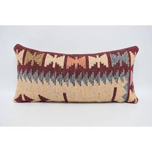 Almohada de lana Kilim geométrica Vintage roja 12x24 pulgadas patrón Floral y de hojas de lujo cojín decorativo tejido 18x18 tamaño - Product Image 5