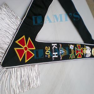 30th Degree Sash Scottish Regalia Sash Customized <b>Gold</b> Bullion Wire Masonic Regalia Handmade Sash - Product Image 5