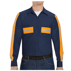 Camisetas abotonadas de seguridad de poliéster 100%, venta al por mayor, ropa de trabajo de invierno de alta visibilidad, camisetas reflectantes de trabajo de manga larga - Product Image 1